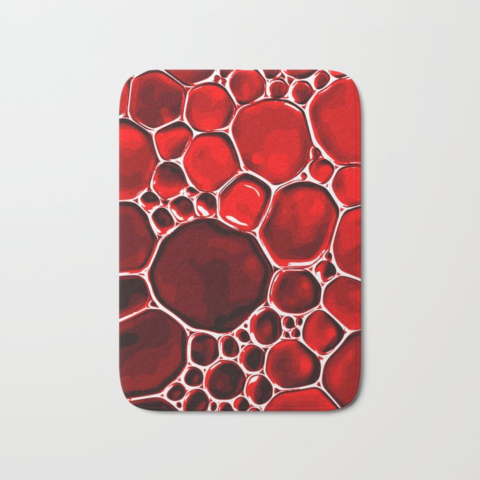 Crimson Oil Abstract Bubbles Bath Mat