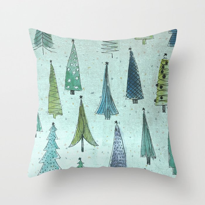 MidCentury Christmas Trees 1.0 Throw Pillow