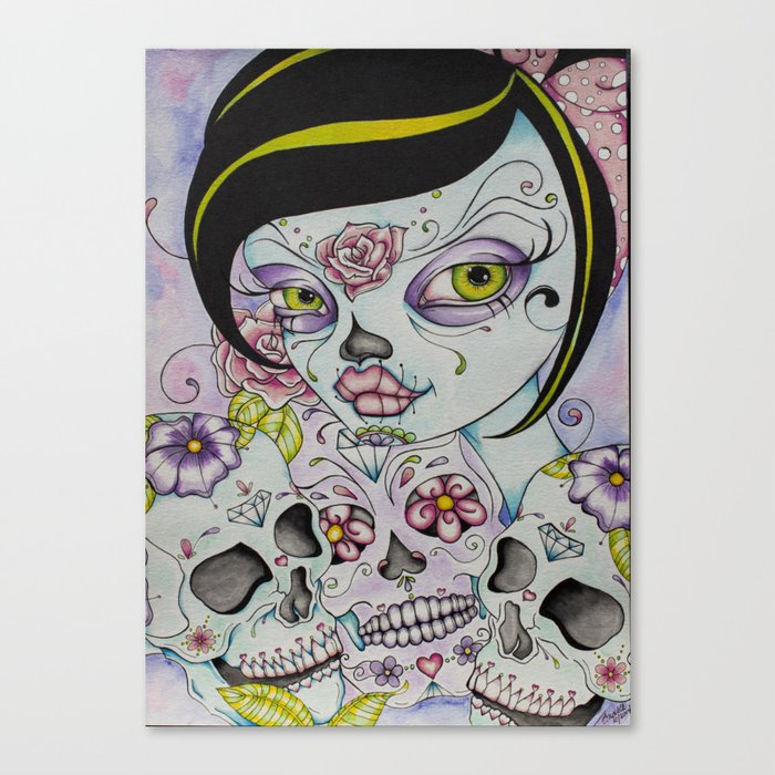 Lady Calavera Day Of The Dead Girl Pin Up Art Canvas Print By Enchanteddesignstudio Society6,Cute Black And White Girl Drawings