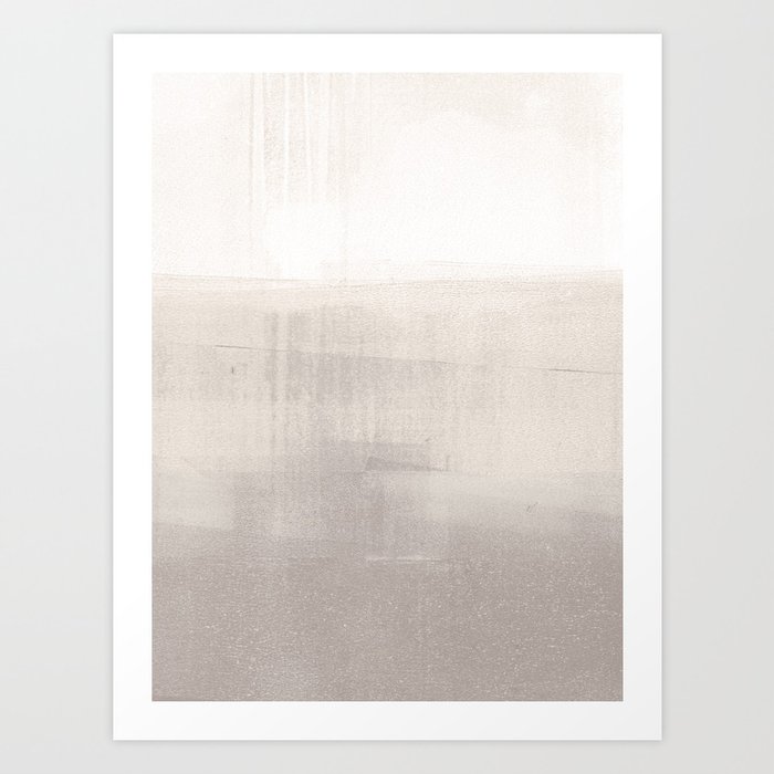 Beige and Taupe Horizon Minimalist Abstract Landscape Art Print