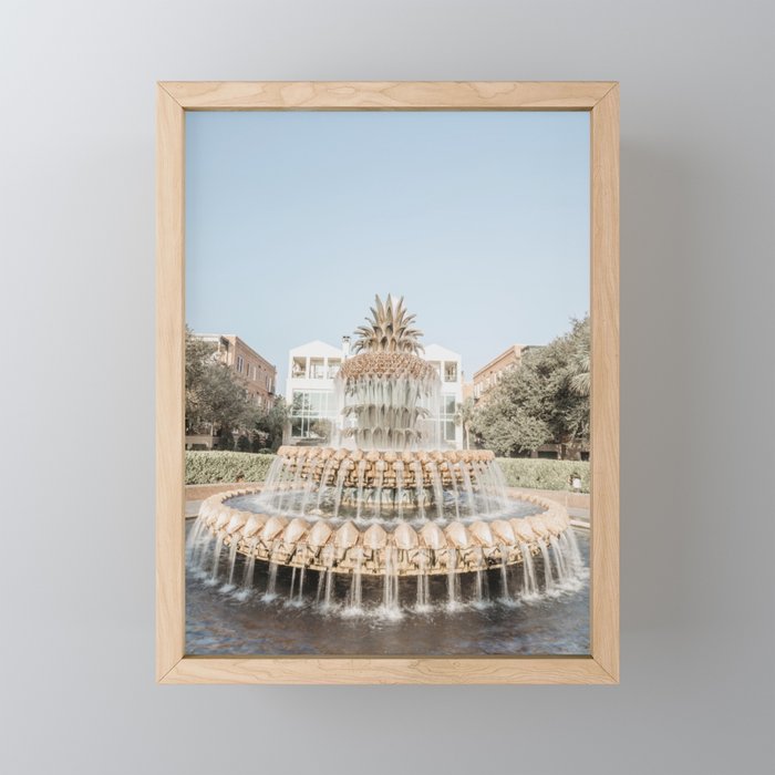Pineapple Fountain Sunrise Charleston Photography Framed Mini Art Print