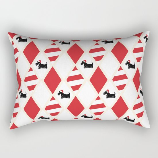 Scottie Dog Christmas Pattern Rectangular Pillow