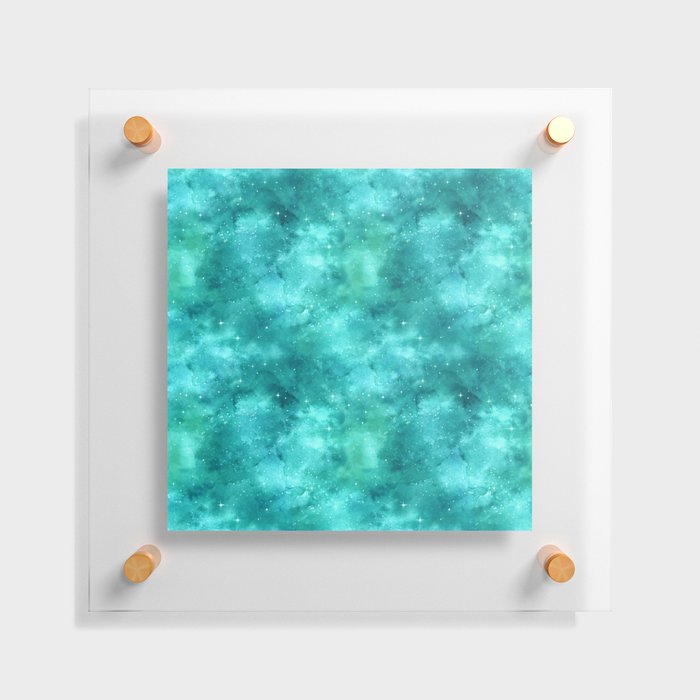 Teal Galaxy Painting Floating Acrylic Print