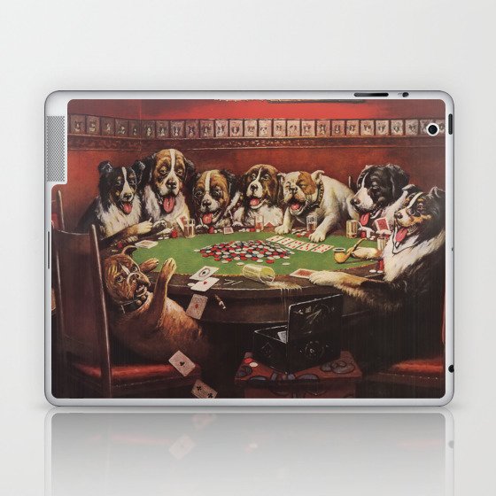 Poker Sympathy - Cassius Marcellus Coolidge Dogs Playing Poker Painting Laptop & iPad Skin