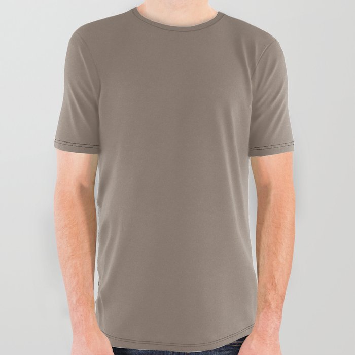 Neutral Dark Gray Ginger Brown Solid Color PPG Thunderbird PPG1021-5 - All One Single Shade Colour All Over Graphic Tee