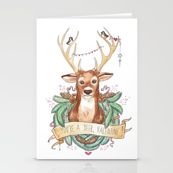 Deer Valentine Stationery Cards