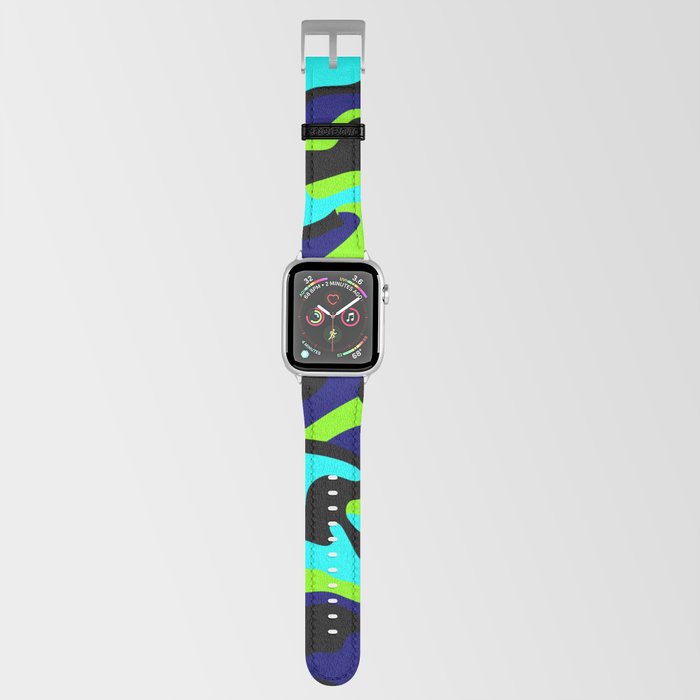 Camouflage Pattern Neon Green Black Blue Navy Apple Watch Band