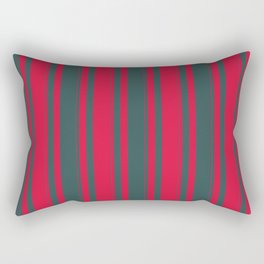 [ Thumbnail: Dark Slate Gray & Crimson Colored Striped/Lined Pattern Rectangular Pillow ]
