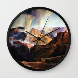 The Chasm of the Colorado, Windswept Rain Storm, Grand Canyon landscape by Thomas Moran Wall Clock