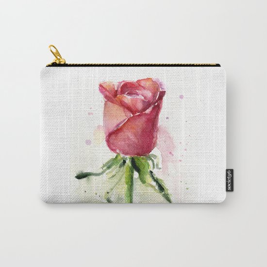 Rose Watercolor Red Flower Painting Floral Flowers Carry-All Pouch