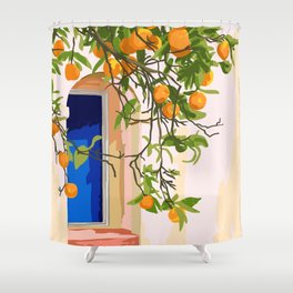 Wherever you go, go with all your heart | Summer Travel Morocco Boho Oranges | Architecture Building Shower Curtain