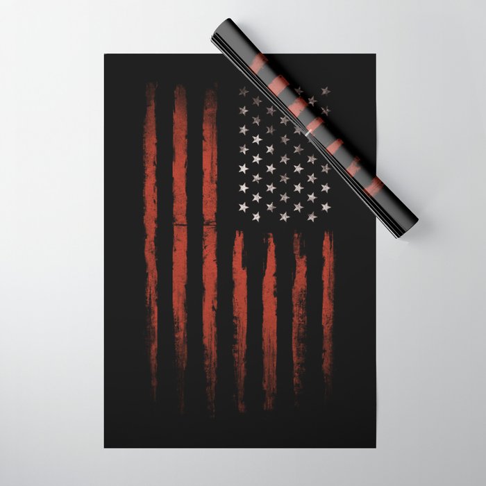 American flag Grunge Black Wrapping Paper