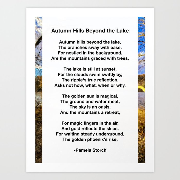 Autumn Hills Beyond the Lake Poem Art Print