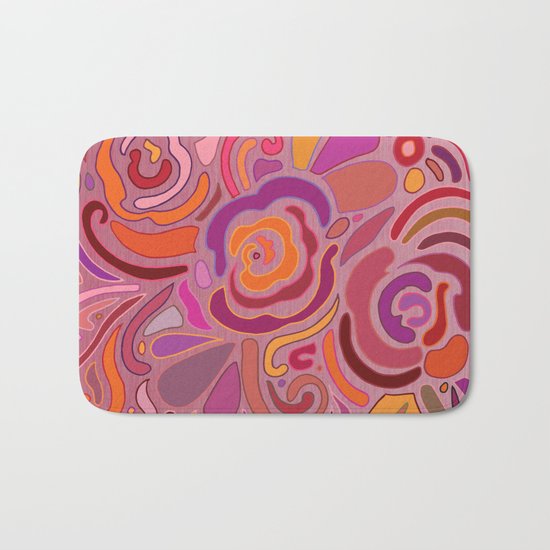 Rose fragments, pink, purple and orange Bath Mat