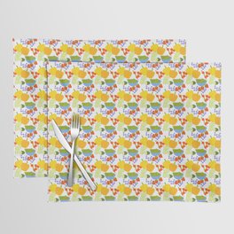 Retro Modern Fruits and Vegetables Summer Picnic White Placemat