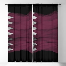 Qatar flag brush stroke, national flag Blackout Curtain