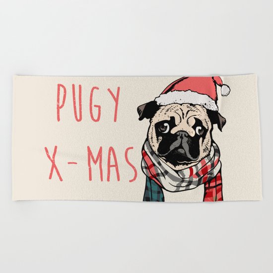 Pugy X-Mas Beach Towel