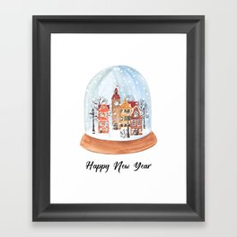 snow globe happy new year Framed Art Print