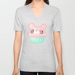 Cupcake Bear V Neck T Shirt