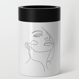 Woman In One Line Gray Background Can Cooler