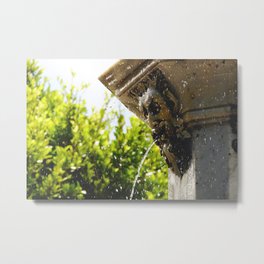 Details of a marble water fountain in a garden square of Santa Cruz de Tenerife, Canary Islands Metal Print
