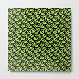 Two Kisses Collided Lip Smacking Lime Colored Lips Pattern Metal Print