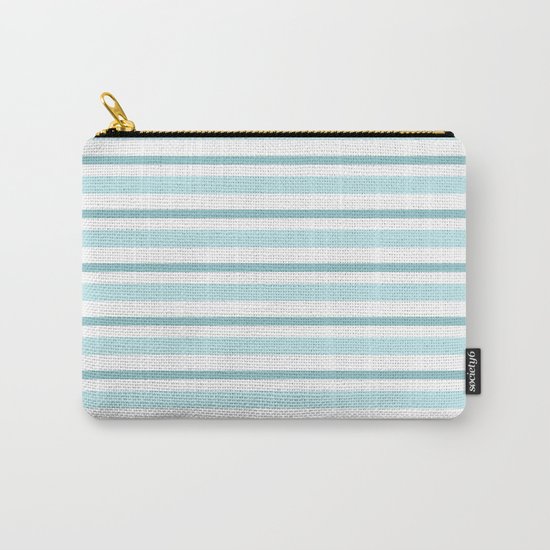 Stripes Lines horizontal - different colors of blue aqua #Society6 Carry-All Pouch