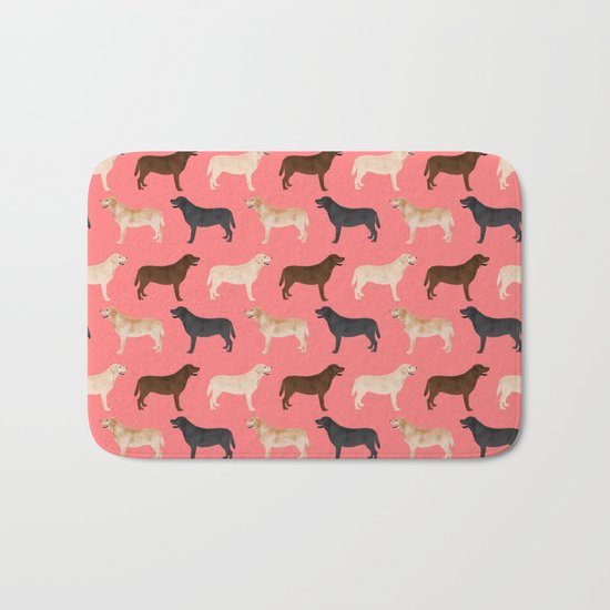 Labrador retriever coats of all colors dog breed pet portraits dogs pets unique pet themed gifts Bath Mat