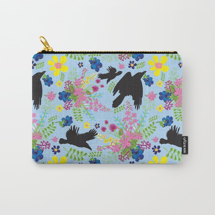 Wildflower Ravens by Crow Creel Coolture Carry-All Pouch