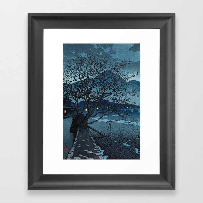 Kawase Hasui - Evening in Beppu in the cold Season - Japanese Vintage Woodblock Painting Framed Art Print