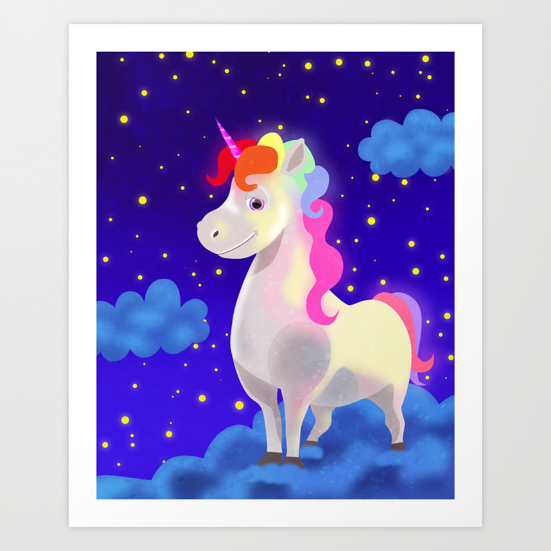 Magical Rainbow Unicorn Art Print By Badenglishcat Society6