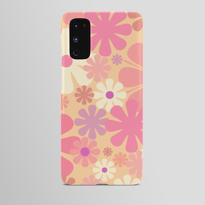 Retro 60s 70s Aesthetic Floral Pattern Pink Purple Android Case