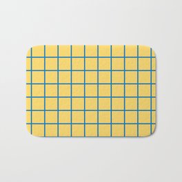 Combi Grid - blue on yellow Bath Mat