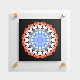 Colorful Blue And Red Art - Ruby Crown Mandala Floating Acrylic Print