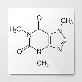Caffeine Molecule Metal Print