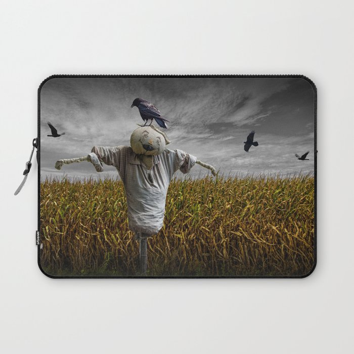 Scarecrow with Black Crows over a Cornfield Laptop Sleeve