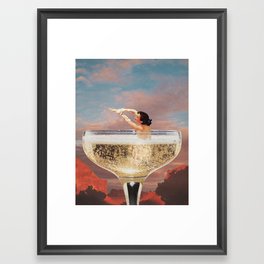 CHAMPAGNE DREAMS by Beth Hoeckel Framed Art Print | Retro, Beth, Collage, Bethhoeckel, Digital, Surrealist, Bath, Paper, Curated, Champagne 