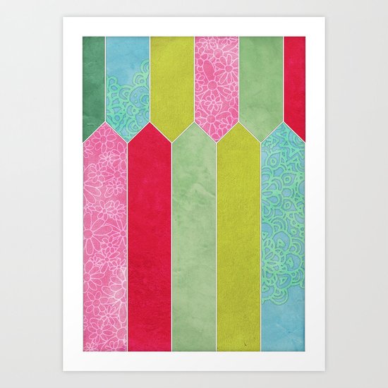 Patchwork Picket Fence Art Print