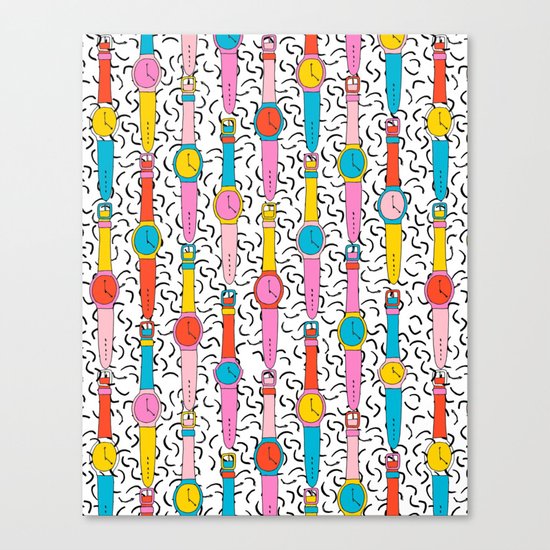 Happenin' - throwback 1980's style art print swatch watch retro vintage hipster dorm decor urban bro Canvas Print