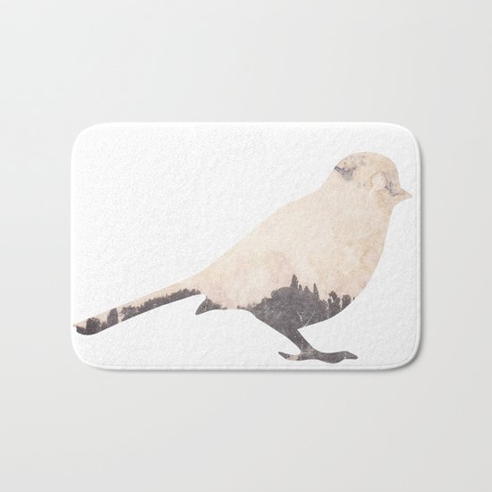 pink sky bird with trees Bath Mat