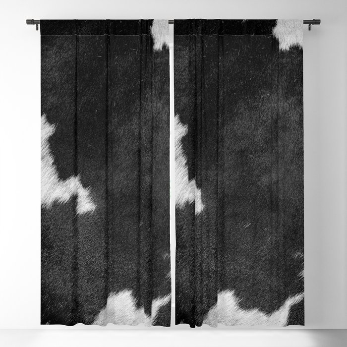Black and White Cow Skin Print Blackout Curtain