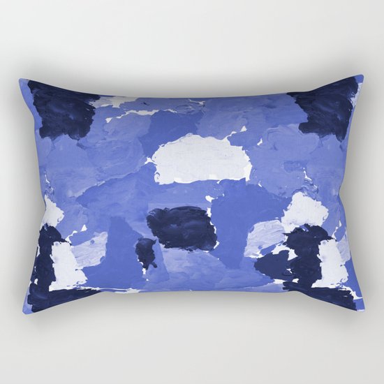 Kenni - abstract paint palette blue white navy bright modern gender neutral painting brushstrokes Rectangular Pillow