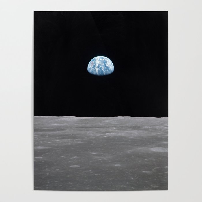 Earth rise over the Moon Poster
