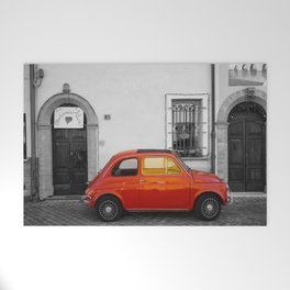 Red Italian car in Rimini Black and White Photography Welcome Mat
