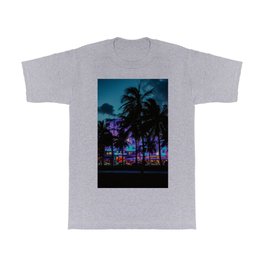 Miami By Night Palm Trees USA | Neon light | Fine Art Travel Photography T Shirt
