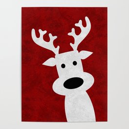 Christmas reindeer red marble Poster