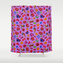 Pattern for valentines day on a purple background Shower Curtain