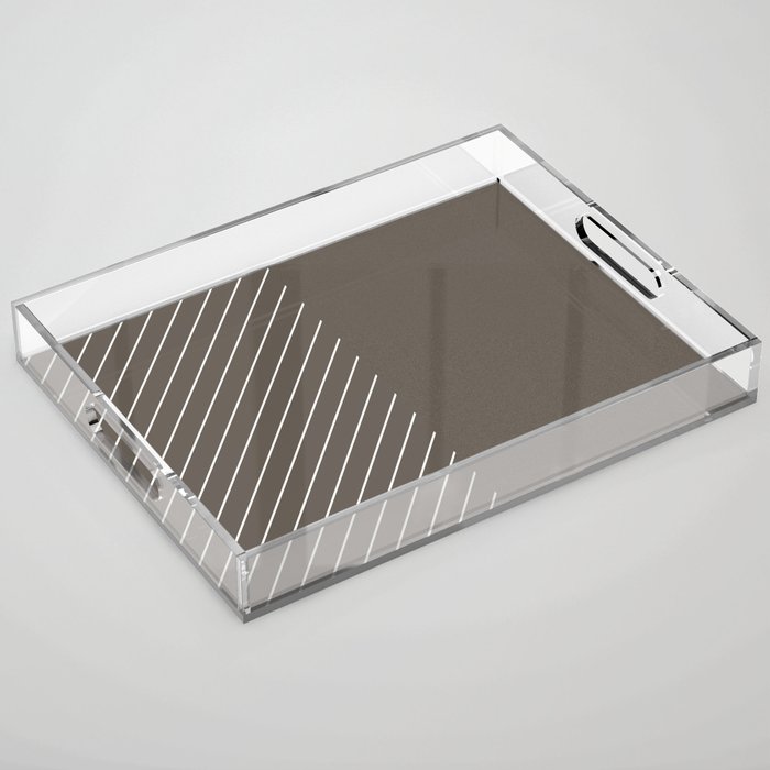 Elegant Thin Stripes and Paper Texture Noise Texture Brown White Acrylic Tray