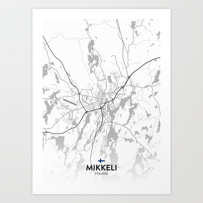 Mikkeli, Finland - Light City Map Art Print
