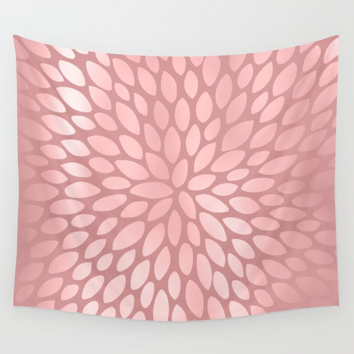 Floral Bloom in Pink Wall Tapestry
